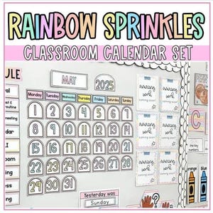 Pastel Rainbow Sprinkles Colorful Classroom Calendar Set | Calendar Display | Classroom Decor | Instant Download | Trendy Classroom