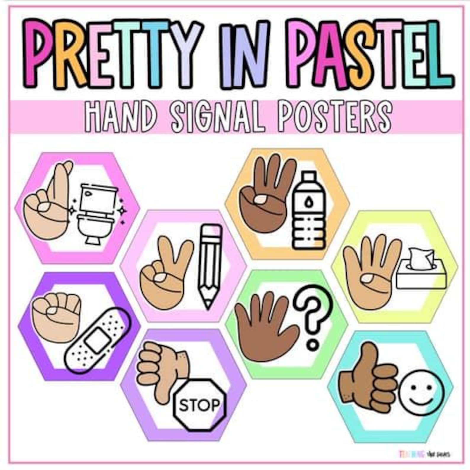 Hand Signal Posters | Pretty in Pastel Classroom Decor Composition ...