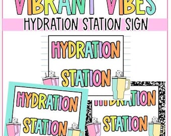 Hydration Station Posters | Vibrant Vibes Classroom Decor Composition Notebook Theme