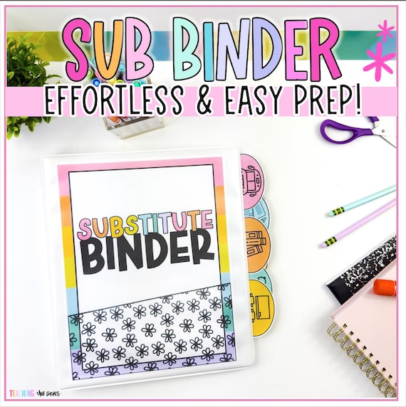 Teacher Substitute Binder | Editable Classroom Emergency Plans, Lesson Plans, Substitute Notes | Instant Download Printable