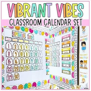 Vibrant Vibes Black + White + Colorful Classroom Calendar Set | Calendar Display | Classroom Decor | Instant Download | Trendy Classroom