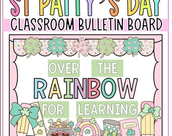 St. Patrick's Day Bulletin Board Kit | Niedliches Klassenzimmer St. Patricks Dekor | Pinnwand Kit | März Bulletin Board