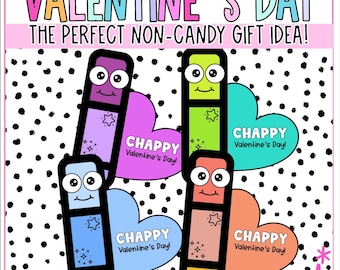 Non-Candy Valentine Tags | Printable Chapstick Valentine Cards, Valentine’s Day Gift Tags for Kids, Teacher Valentines, Lip Balm Gift Tags