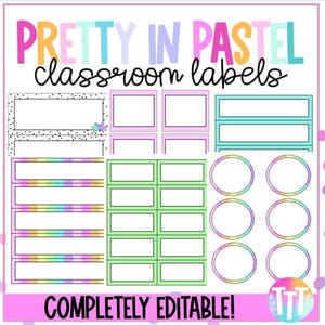 Editable Classroom Labels | Pretty In Pastel Editable Classroom Decor | Colorful Classroom | Trendy Classroom