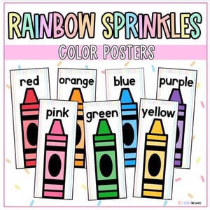Elementary Classroom Color Posters | Pastel Rainbow Sprinkles Printable Color Recognition Posters, Rainbow Classroom Decor for Teachers