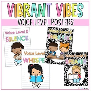 Voice Level Posters | Vibrant Vibes Classroom Decor Composition Notebook Theme