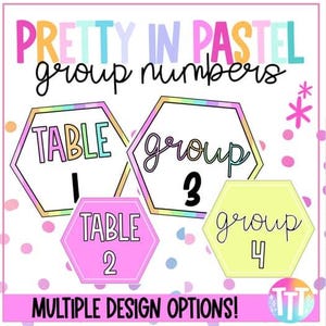 Classroom Table/Group Number Signs | Pretty In Pastel Editable Classroom Decor | Colorful Classroom | Trendy Classroom