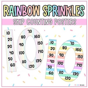 Pastel Rainbow Sprinkles Colorful Skip Counting/Multiplication Poster Numbers | Math Anchor Charts | Multiplication Reference