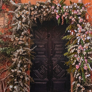 Floral Arched Doorway Digital Download Art San Miguel de Allende Textile Design Mexican homedecor Printable Wall Art Portrait Art image 2