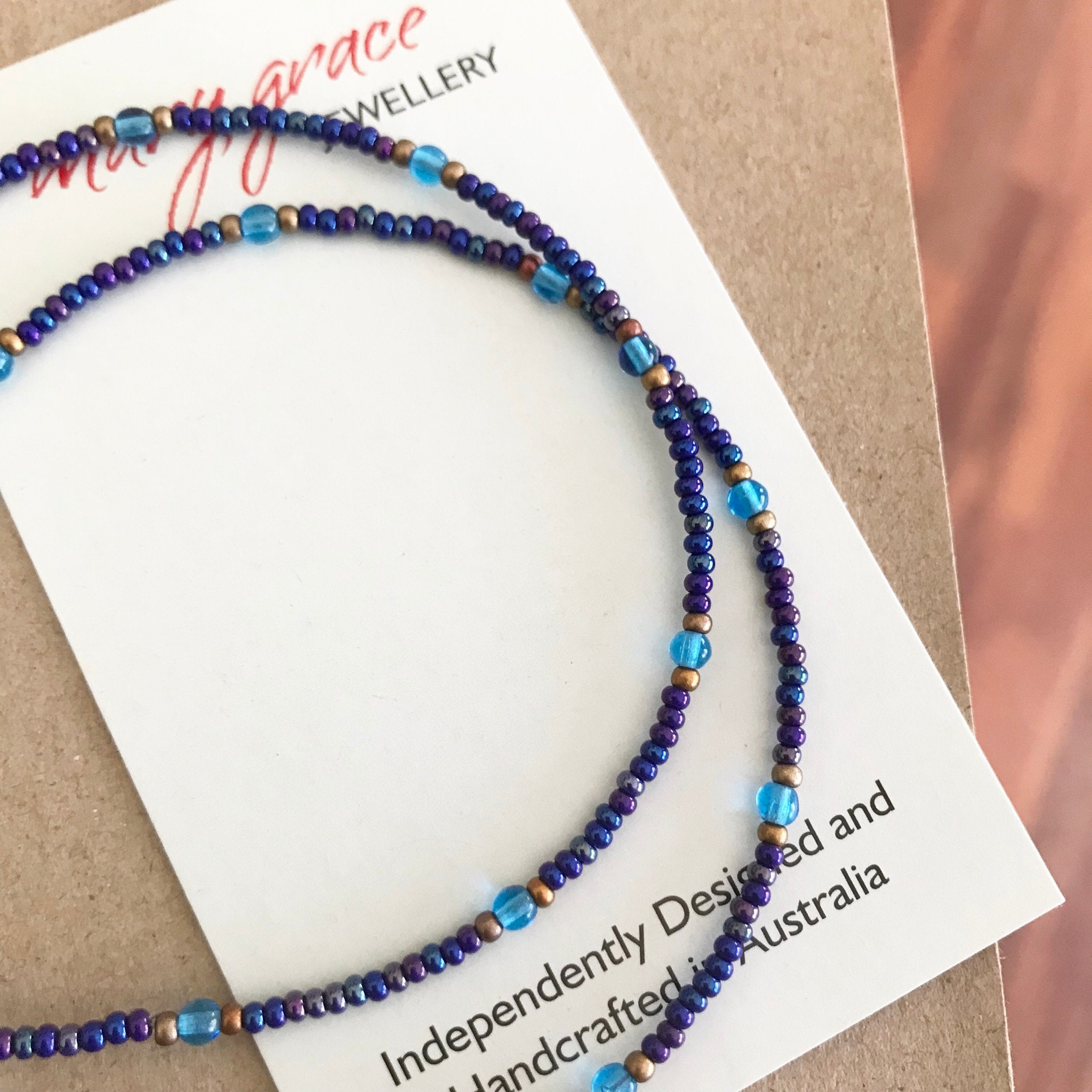 Blue Bead Necklace Etsy Australia
