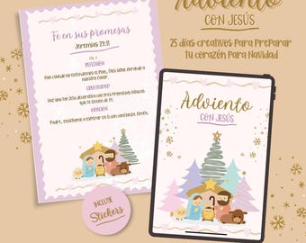 Advent met Jezus – 25-daagse devotionele kalender + stickervel | Reflectie, creativiteit en gebed | Afdrukbaar en digitaal