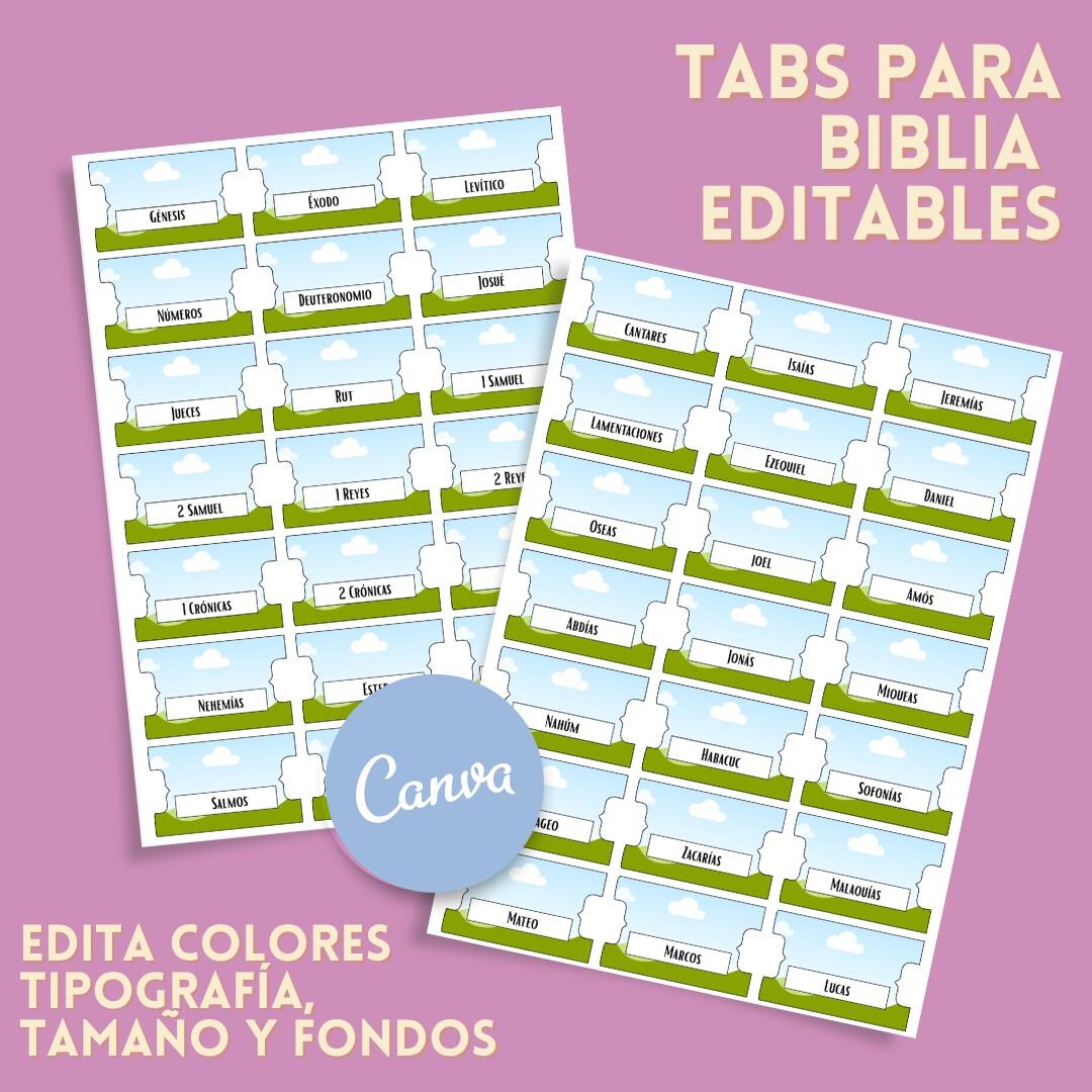 Canva Template for Bible Tabs | Customizable Dividers for All Books ...