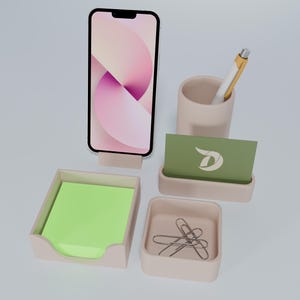 Desk Accessories Set, Desk Organizer, Office Decor, Pencil Holder, Corporate Gift, Office & Desk Storage, Sticky Note Holder, Phone Holder