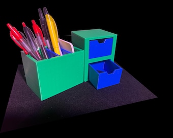 Custom 3D Printed PLA Desktop Organizer with Drawers