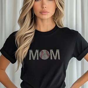Camiseta Cheer Rhinestone - Camiseta Sparkly Baseball Mom, Bling Idea regalo mamás, regalo entrenador béisbol brillante, ropa equipo pelota
