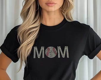T-shirt met strasssteentjes voor honkbalmoeders: Sprankelende kleding voor het aanmoedigingsteam.