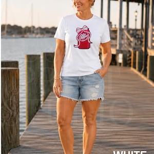 Camiseta Dr Pepper Coquette, Playera con Lazo Rosa Chenille, Estilo Retro Vintage, Regalo para Mujer, Embroidery, Sequins,