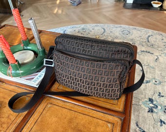 Vintage FENDI Pecan Chess Pattern Shoulder Bag With FF Logo | 90s