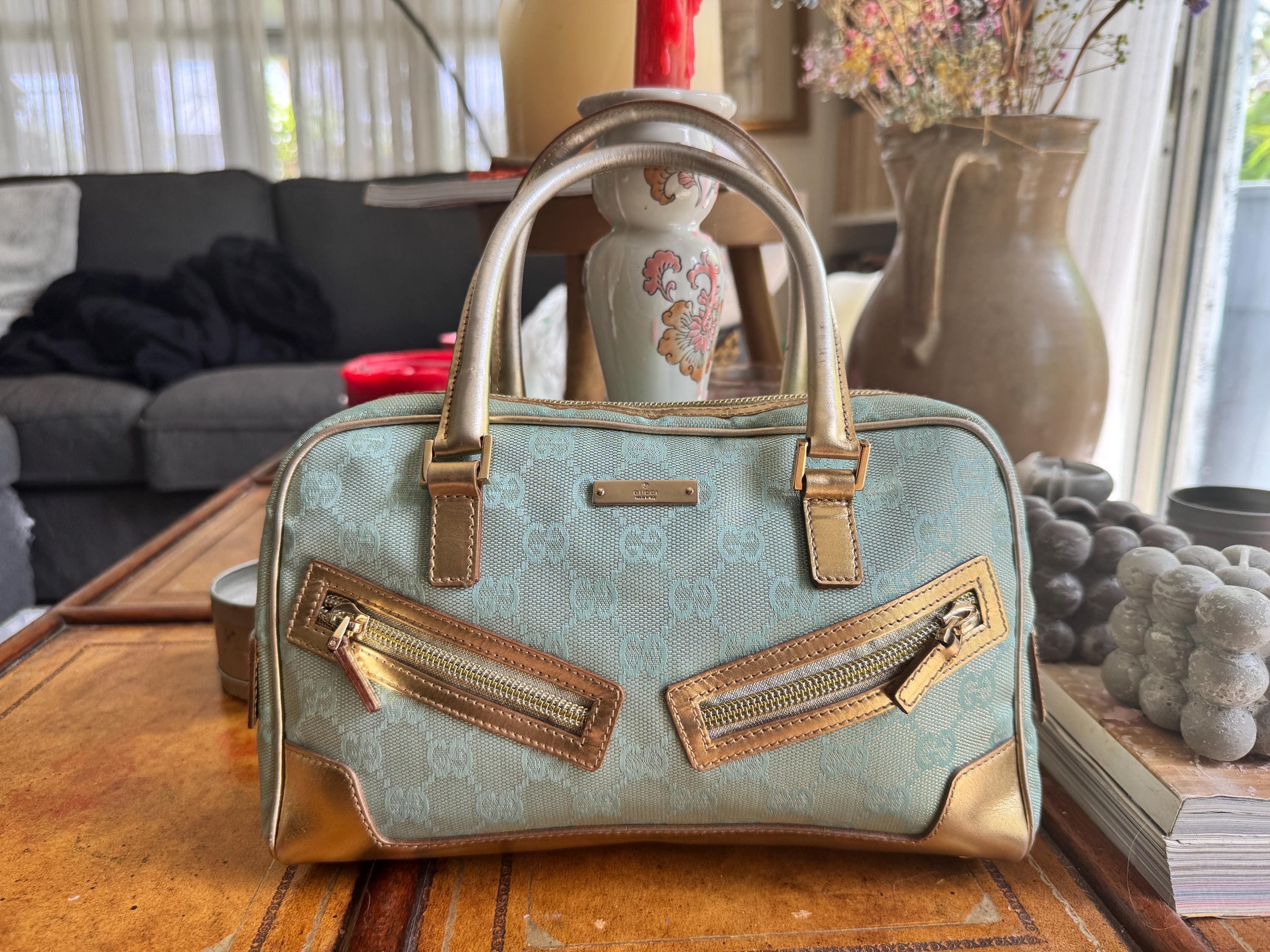 Authentic Gucci Blue GG Canvas Handbag - Etsy
