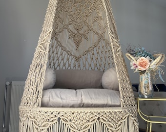 Boho Hammock Chair, Macrame Swing Chair, Hanging Chair for Indoor & Outdoor, Handmade Bohemian Decor, Christmas Gift