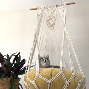 Cat Wall Shelves, Macrame Cat Hammock, Cat Tree, Hanging Cat Bed, Boho Cat Swing, Cute Crochet Cat Supplies, Cat Lover Gifts, Pets Gifts