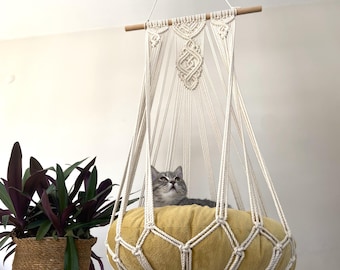 Wandregale für Katzen, Makramee-Katzenhängematte, Kratzbaum, hängendes Katzenbett, Boho-Katzenschaukel, niedlicher gehäkelter Katzenbedarf, Katzenliebhaber Geschenke, Haustiere Geschenke