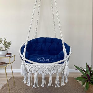 Macrame Round Hanging Chair: Indoor Outdoor Swing Set
