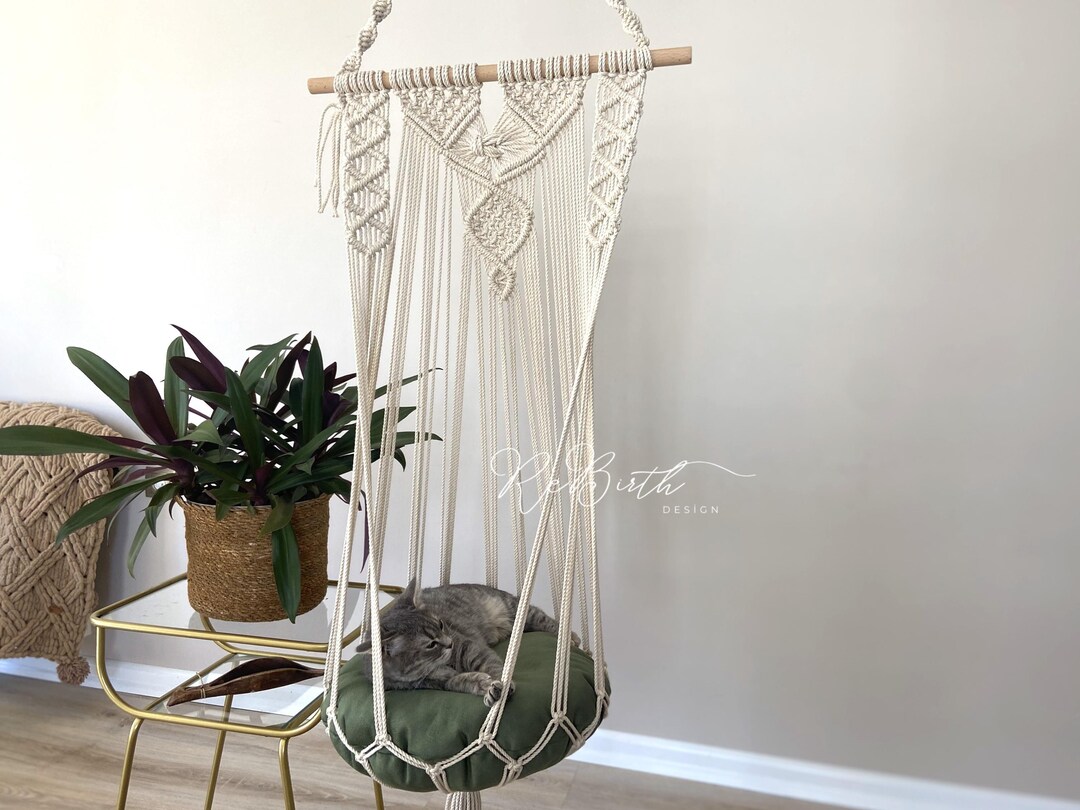 Macrame Cat Hammock Boho Style Kitty Hanging Swing Bed Pet Sleeping Bed Cat