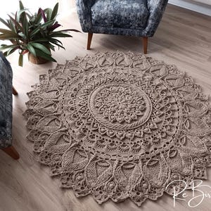 Handgefertigt Beige häkeln Teppich: Runder Wohnzimmer Teppich