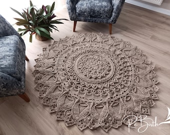 Handgefertigt Beige häkeln Teppich: Runder Wohnzimmer Teppich
