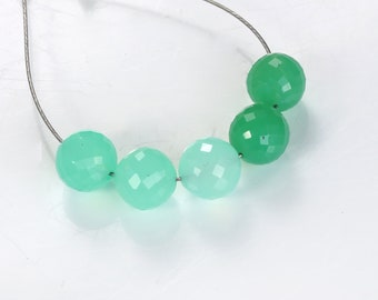 Cuentas microfacetadas redondas de crisoprasa AAA natural de 6 mm, 5 cuentas por tira