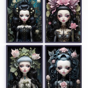 Téléchargement - Pack de 4 Personnages Surréalistes Barbie Dark - Inspiration Mark Ryden & Tim Burton