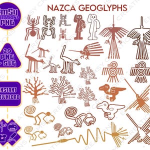 Géoglyphes de Nasca svg, Pérou svg, Nazca svg, nazca lines, Condor, Colibri, Singe Vecteur