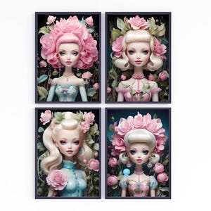Téléchargement - Pack de 4 Personnages Surréalistes "Barbie" - Inspiration Mark Ryden & Tim Burton
