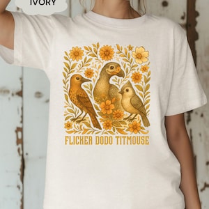 Anti Maga Bird Shirt, Flicker Dodo Titmouse Subtle Fck Trump Shirt, Gift for Democrat, Fck Trump Progressive Liberal Flower Tee,
