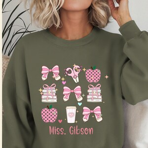 Custom Teacher Sweatshirt, Teacher Mrs Sweatshirt, Cute Teacher Crewneck, Teacher Appreciation gift, Gift for Teacher, Coquette Teacher