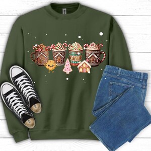 Gingerbread Christmas Coffee Shirt, Christmas coffee Sweatshirt, women Holiday sweater, Xmas Tee, Coffee Lover gift, Latte drink Crewneck