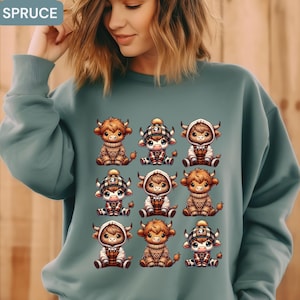 Highland Cow Sweatshirt, Highland Cow Crewneck, Cute Cow Hoodie, Western Crewneck, Highland Cow Shirt, Cow Gifts, Farm Animal Sweatshirt,