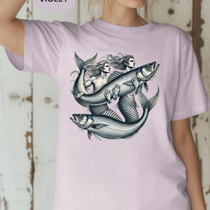 Mermaid Fish Shirt, Mermaid Comfort Colors® TShirt, Trendy Beach Shirt, Summer Tee, Vacation Shirt, coastal aesthetic,, Mermaid Gift