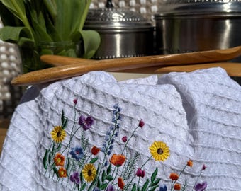 Wild Flower Garden Waffle Towel
