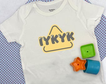 Funny Baby Onesie - If You Know, You Know IYKYK  - Gerber Brand Bodysuit, Trendy Baby Gift, Baby Shower Outfit, Newborn Humor