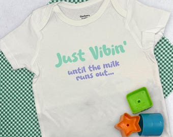 Just Vibin’ Baby Onesie® – Funny Gerber® Bodysuit – Milk Lover Infant Gift
