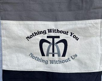 Borsa in tela con scritta "Schoenstatt Saying"