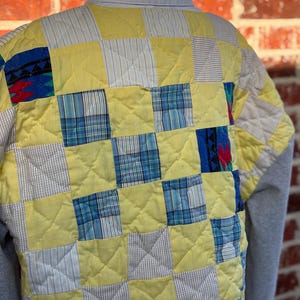 Upcycled Vintage Quilt Patchwork Sweatshirt – Handmade Slow Fashion Cozy Top