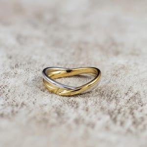Romantic 14K Rose Gold and 925 Sterling Silver Two Tone Ring Perfect for Love Anniversary or Special Occasion Gift for Her