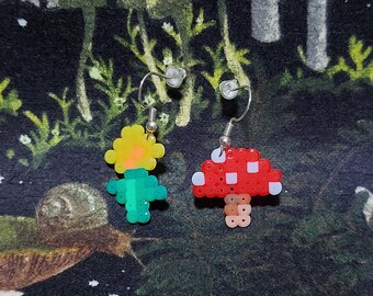 Forest micro perler bead earings