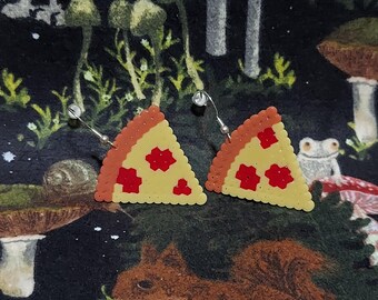 Pizza micro perler bead earings