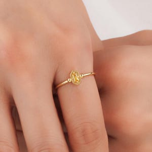 Baguette Citrine Ring 14K Solid Gold, Birthstone Ring, November Birthstone Jewelery, Perfect Gift for Mother's Day, Girlfriend - Wife