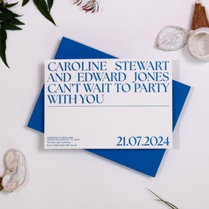 Invitaciones de boda impresas en tipografía, invitaciones de boda en relieve, modernas y sencillas, cartulina de algodón de lujo, semipersonalizadas, Wells Suite
