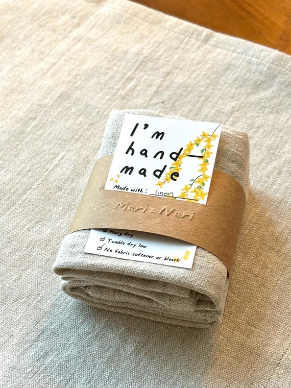 Heavy Linen 12”x12” Dish Towel with Loop | Thick Durable Dish Towel | Travel or Guest Hand Towel |  100% Handmade European Linen